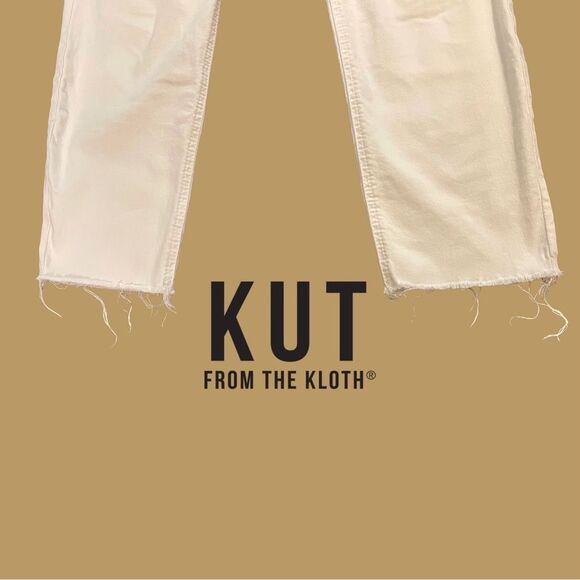 KUT From The Kloth Mom Jeans 8 Rachel High Rise Fab Ab  Raw Hem White - Picture 8 of 14